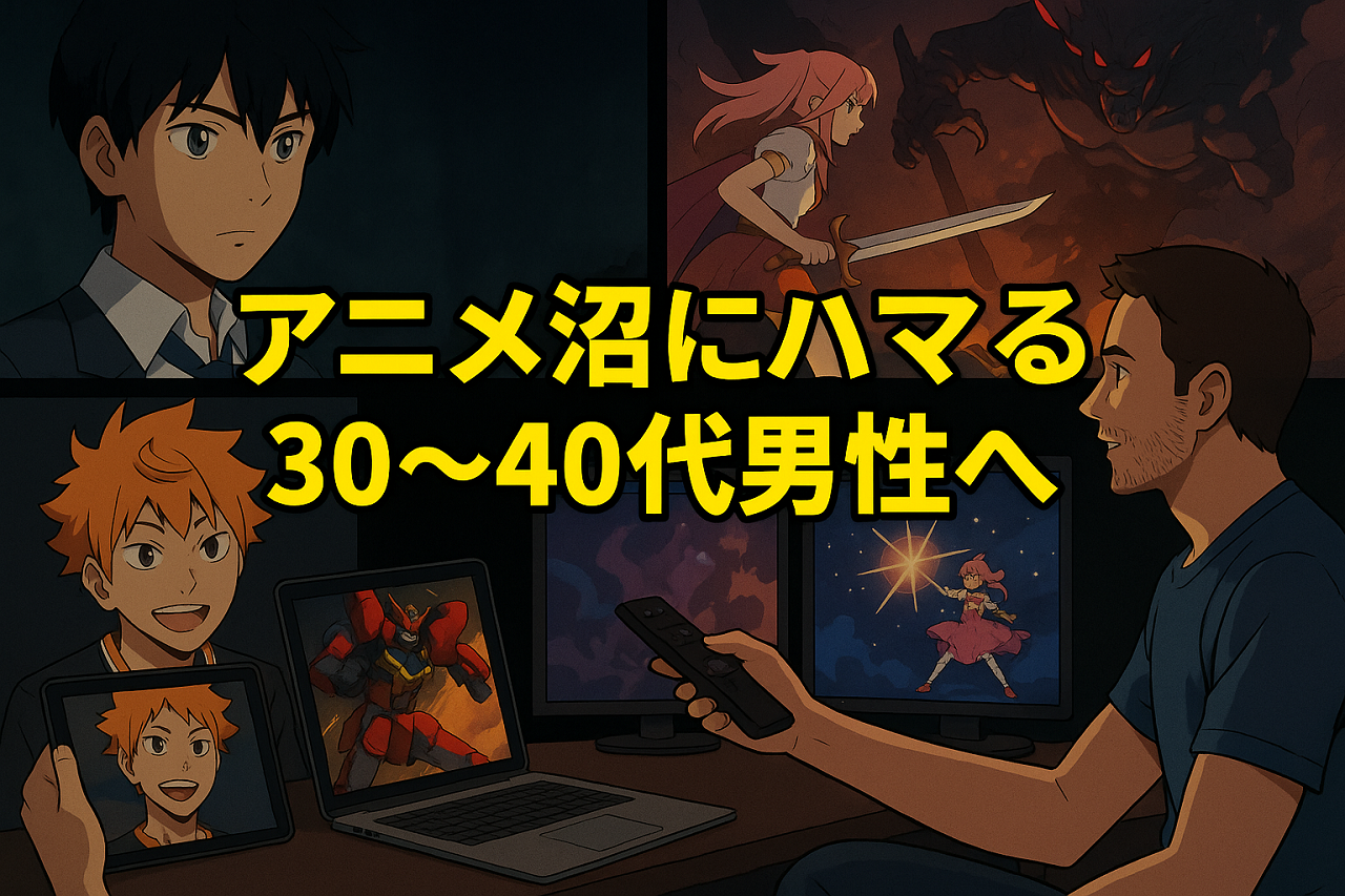 アニメ沼にハマる30〜40代男性向けのVOD比較を表すイメージ画像