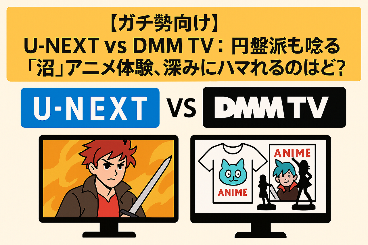 アニメ沼に最適なサービスとしてU-NEXTとDMM TVの強みをまとめた図