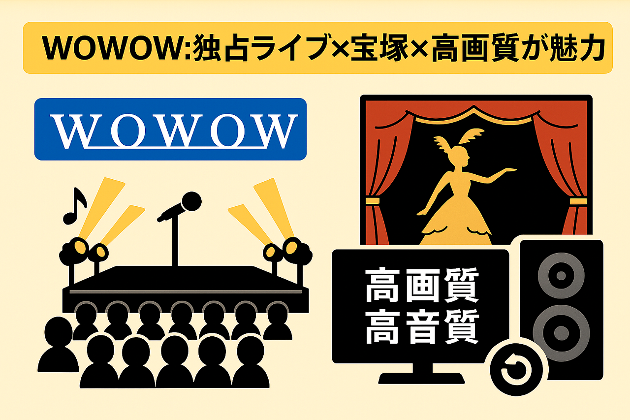 宝塚や演劇作品を配信するWOWOWとU-NEXTの比較イメージ