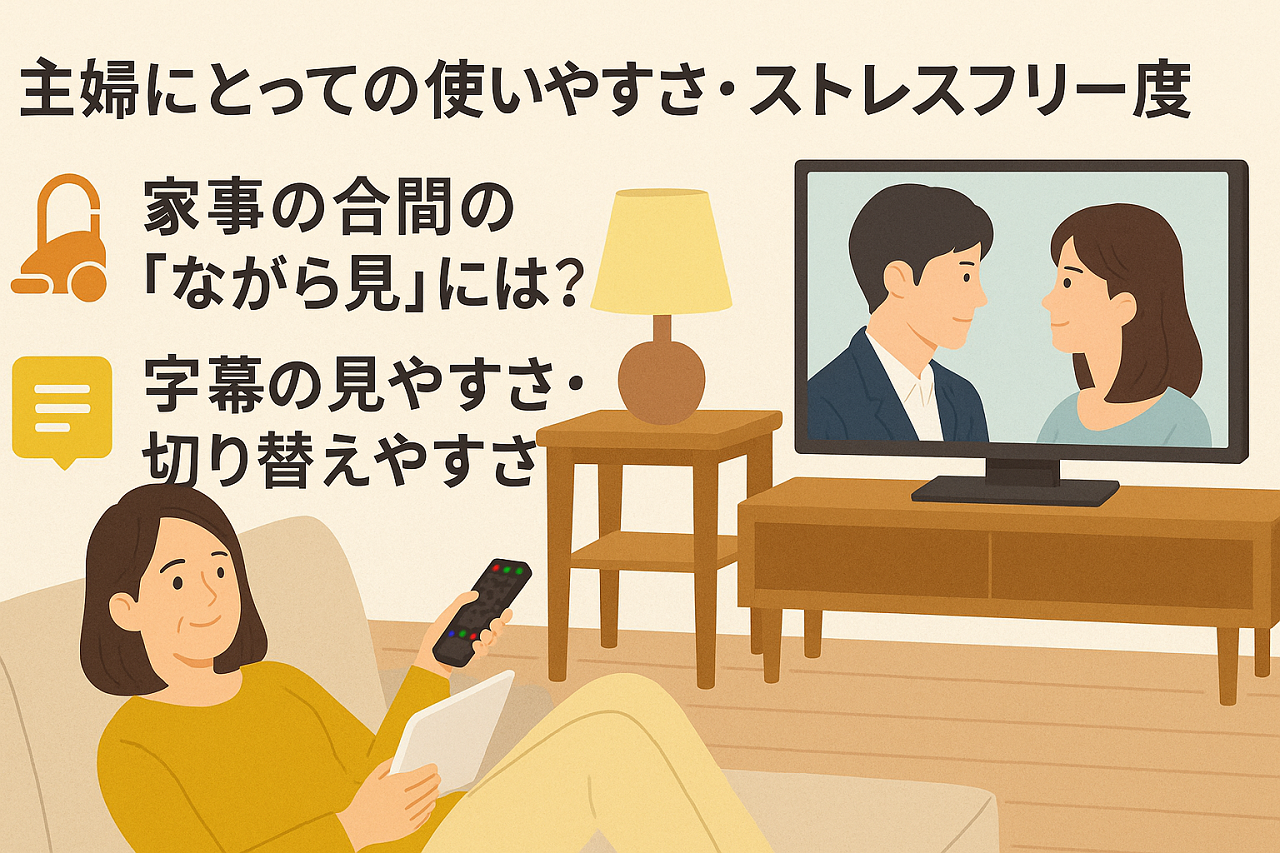 家事をしながら視聴できる韓ドラVODサービスの比較図