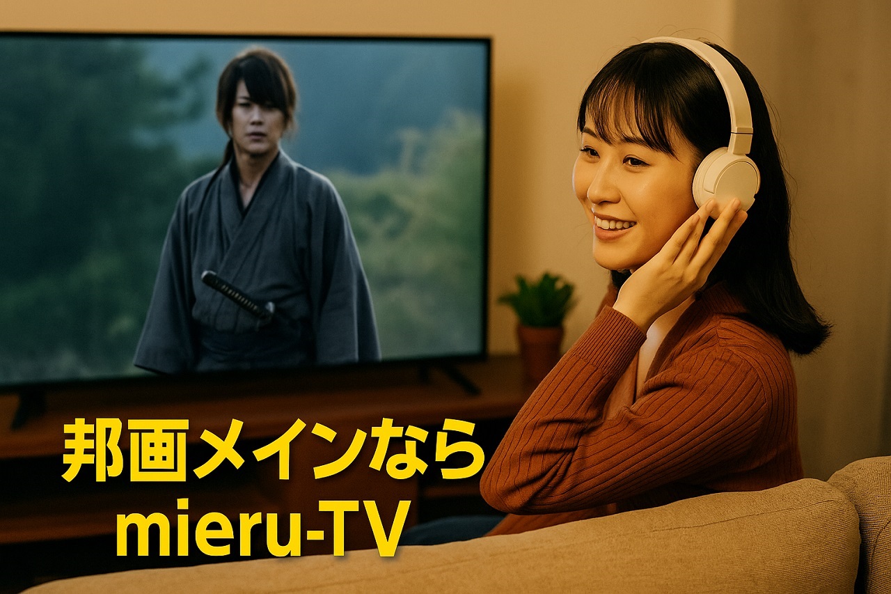 mieru-TVで邦画を視聴する女性のイメージ