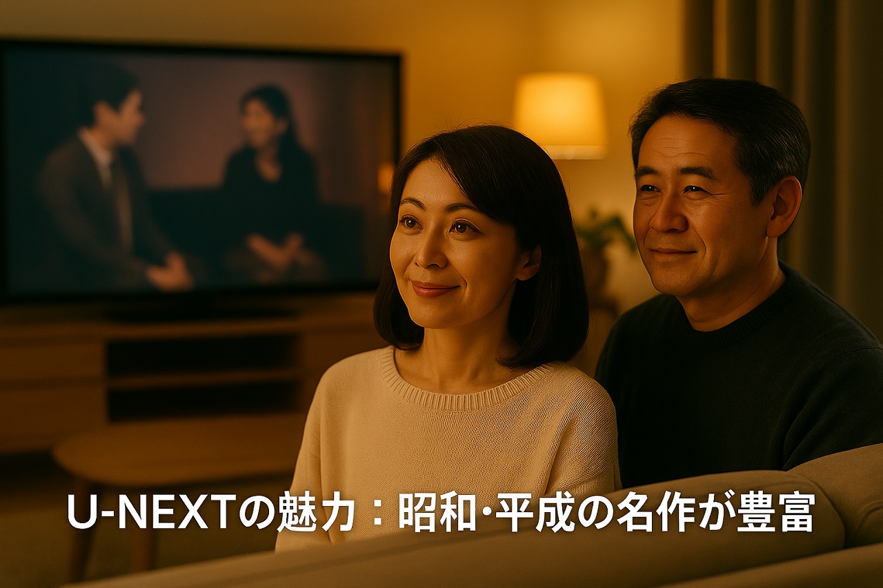 U-NEXTで昭和・平成の名作ドラマを楽しむ様子