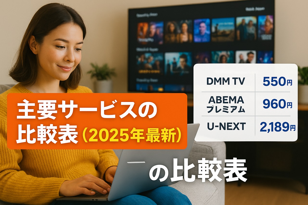 DMM TV・ABEMA・U-NEXTの月額料金や特徴を比較した2025年最新の表