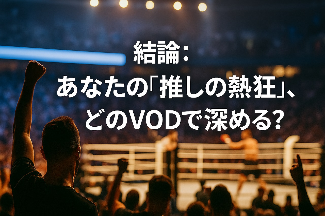 あなたの“推しの熱狂”に最適なVODを問いかける印象的な締めビジュアル