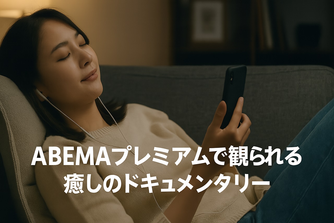 深夜に癒されるドキュメンタリーを観る女性の様子