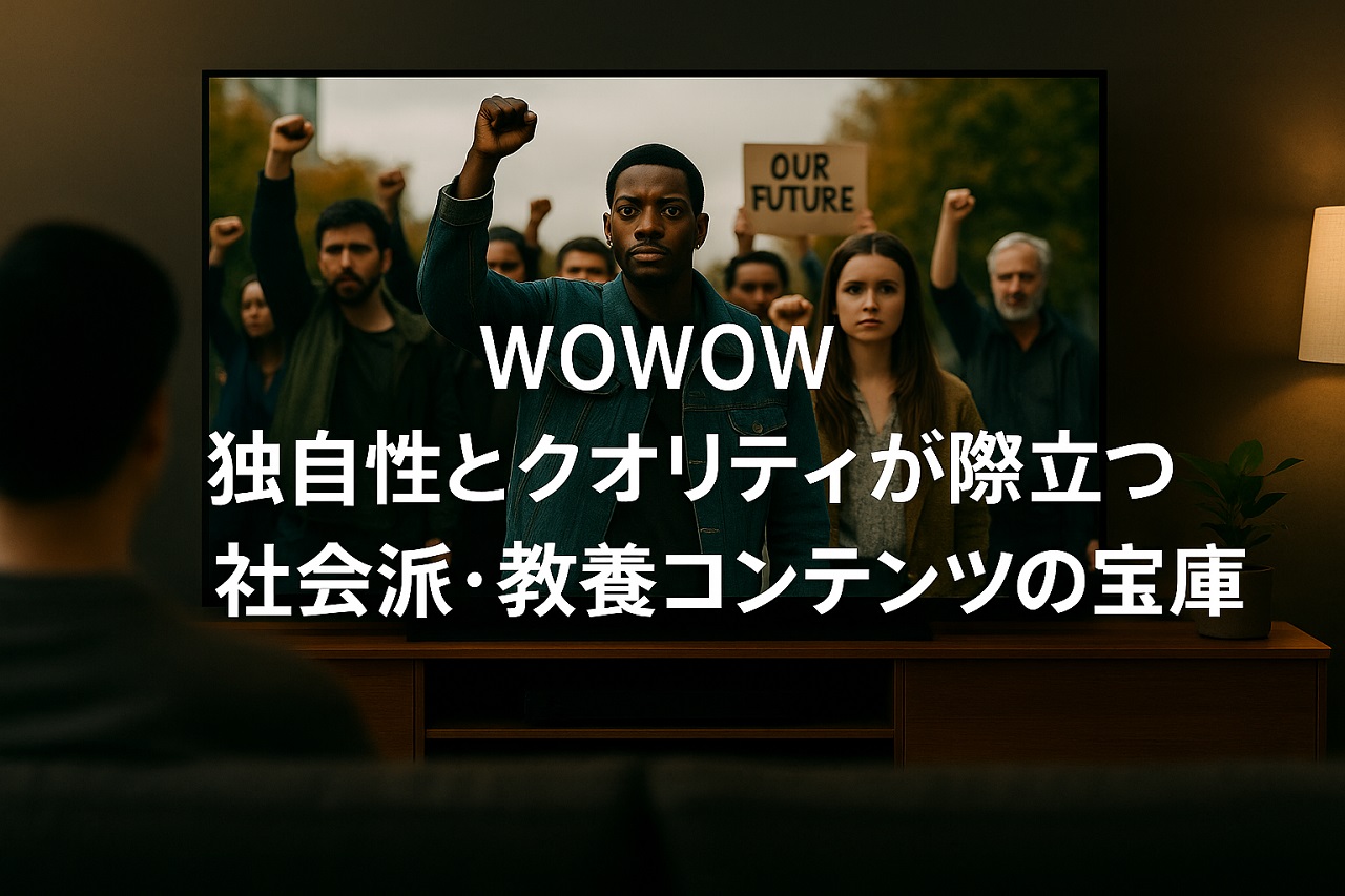 WOWOWの社会派・教養ドキュメンタリー特集を象徴する抗議シーンのVOD視聴イメージ