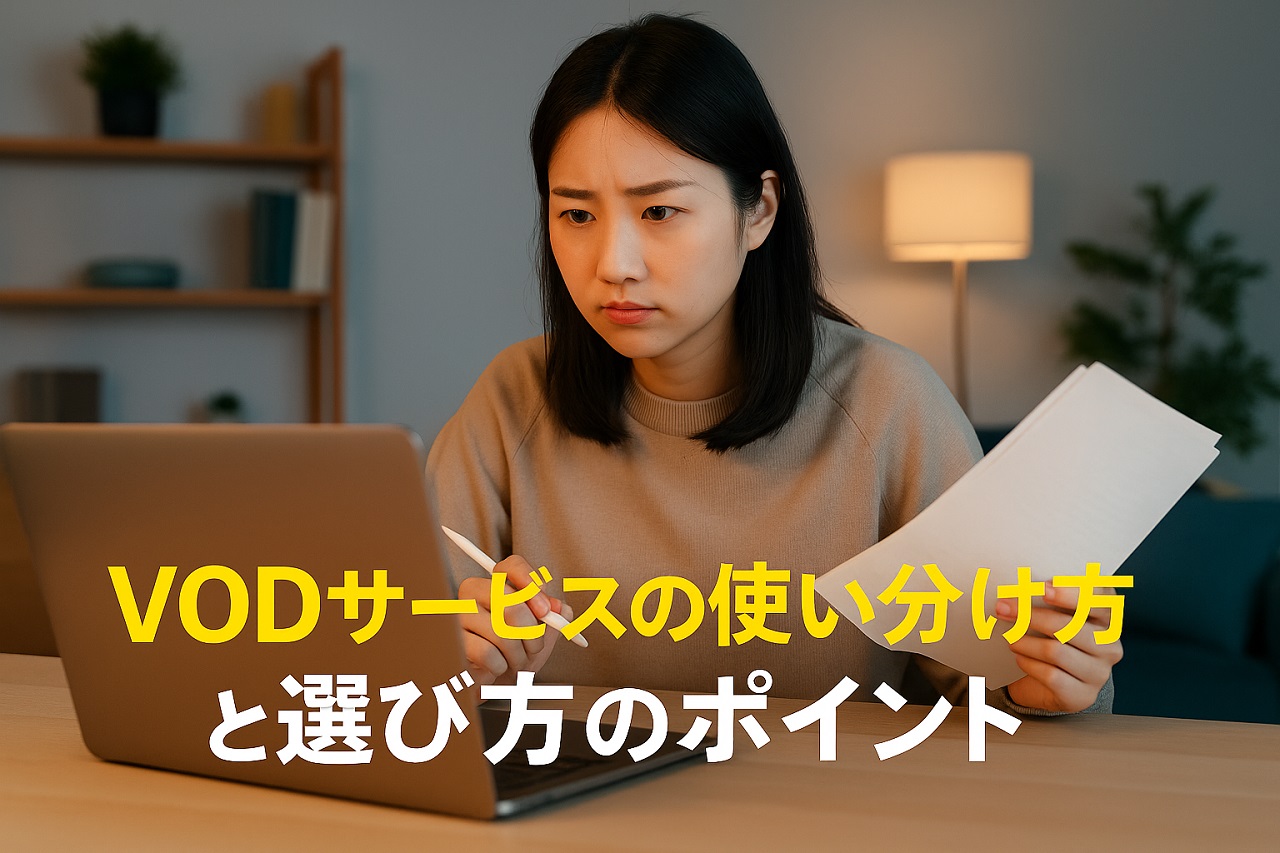 配信サービスをジャンル別に使い分ける様子を描いた図