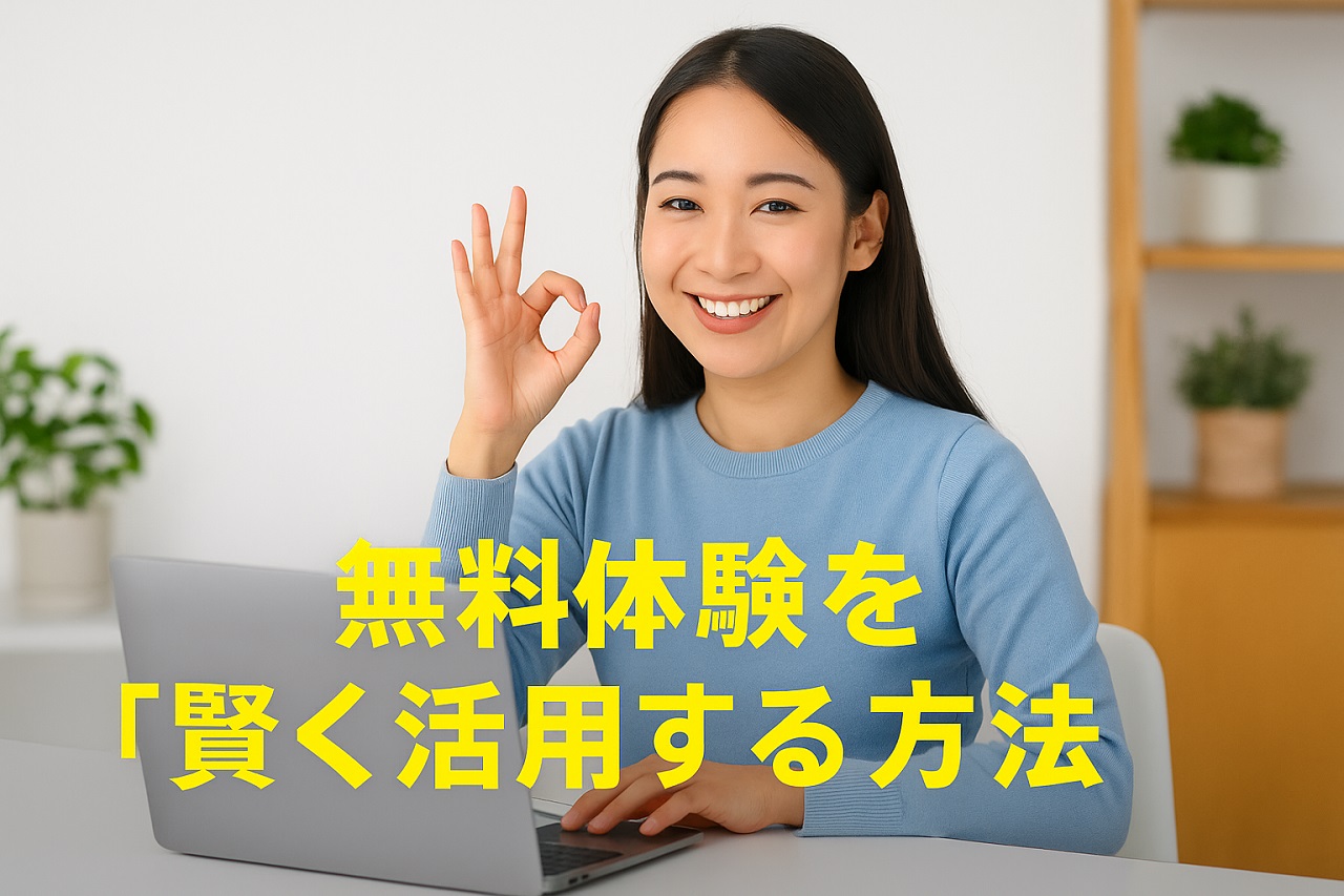 無料体験を上手に活用しているシーンを表現した画像