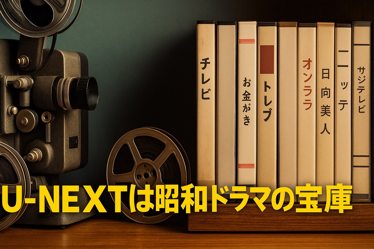 U-NEXTの登録手順と昭和ドラマの魅力を表現した画像