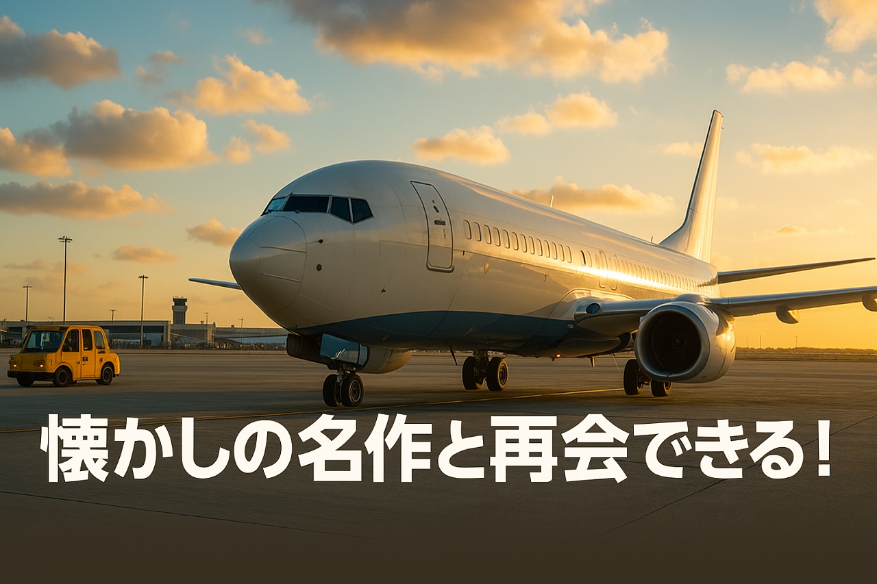 懐かしの名作と再会する喜びを表す空港風景