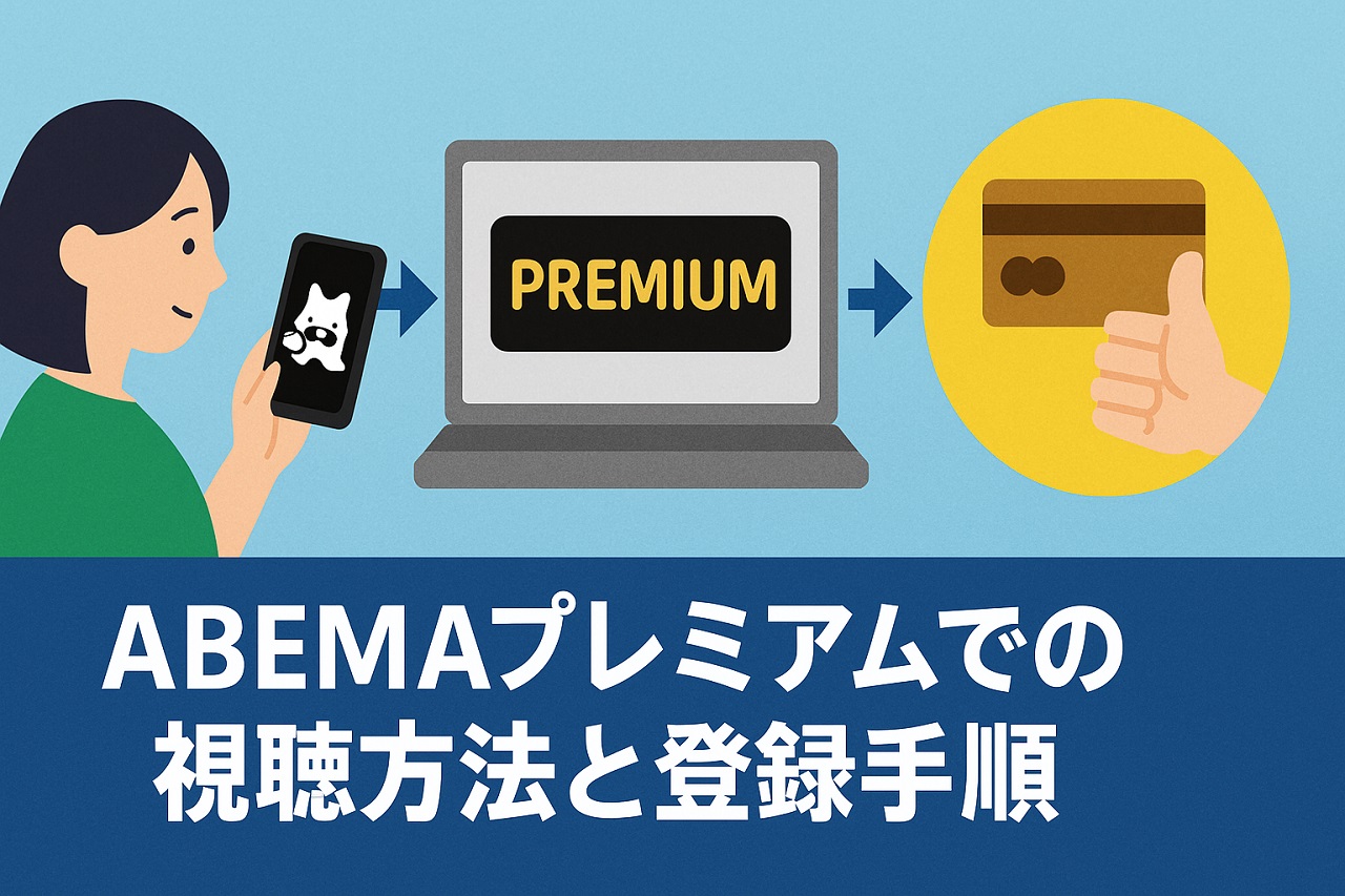 ABEMAプレミアムでの視聴手順を紹介する画像