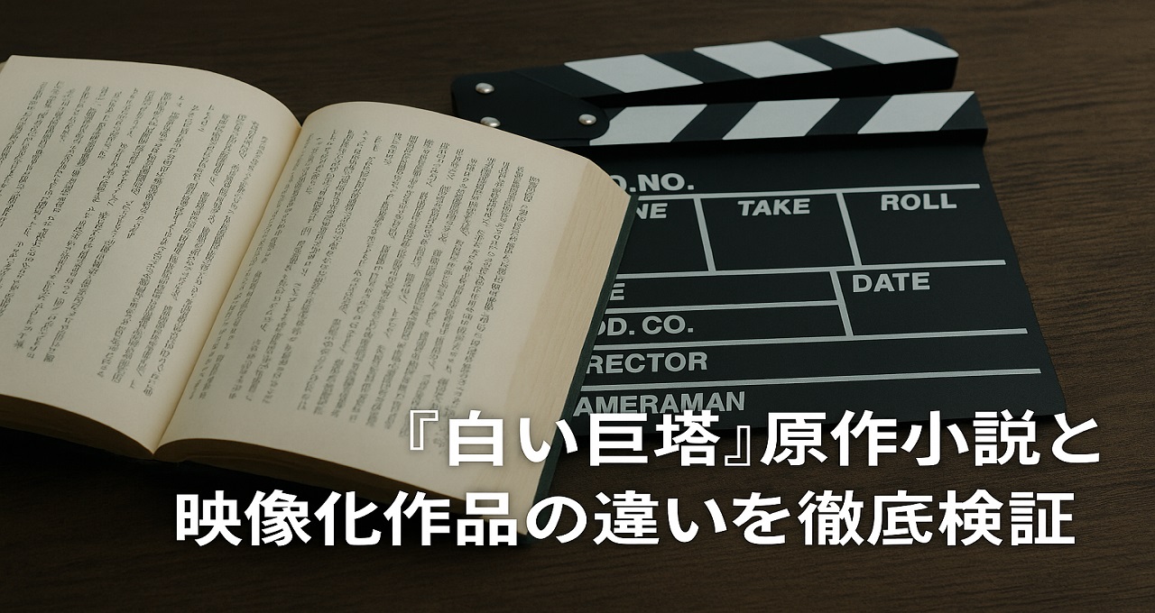 山崎豊子の長編小説『白い巨塔』原作と1978年・2003年・2019年など歴代ドラマ版の違いを、財前五郎と里見脩二の関係性や最期の解釈、医療技術や医局の体質の変化、追加キャラクターの役割まで比較しつつ、U-NEXTを中心としたVOD配信情報やTSUTAYA DISCAS・楽天のDVDボックス、1970年代昭和ドラマ特集への導線もまとめて紹介する記事のキャッチ画像